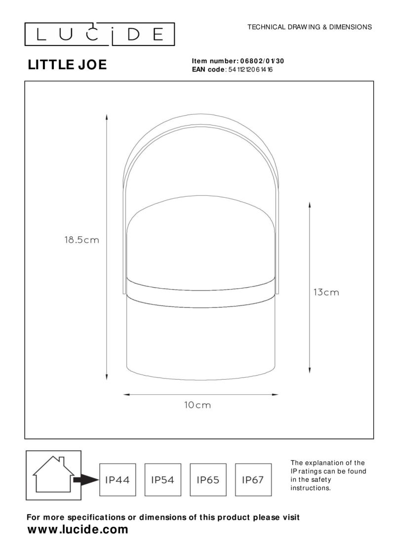 Lucide LITTLE JOE - Stolná lampa Outdoor - Ø 10 cm - LED Rozm. - 1x0,3W 3200K - IP44 - 3 StepDim - Čierna